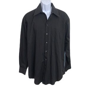 • Claiborne Mens Long Sleeve Pin Striped Button Up Top •